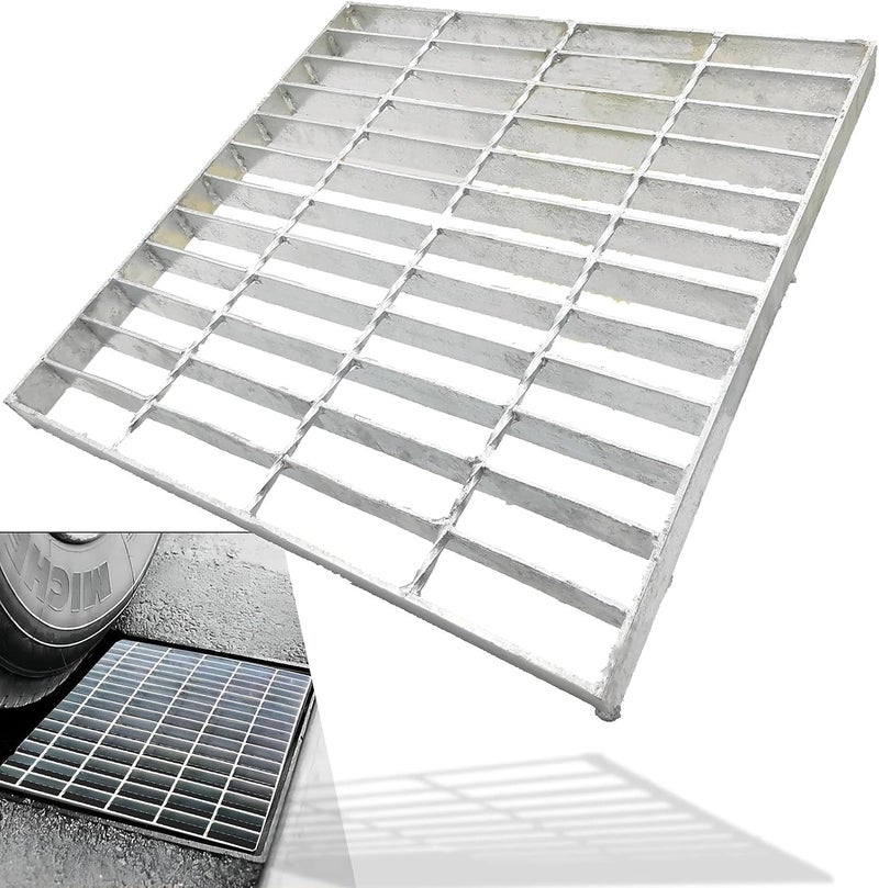 masslunt Galvanized Steel Drain Grate 16x16 in for Vodaland Catch Basin, B-Class 28100 lbs Heavy-Duty Outdoor Driveway Trench Drainage Grate, Square Metal Channel Sewer Cover (True 15.4x15.4) - Image 1